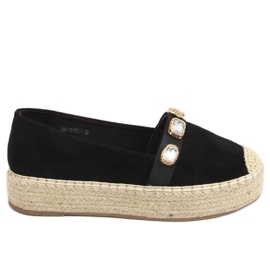 Espadrilky s kamínky černé 100-131-SC-1 černé černý