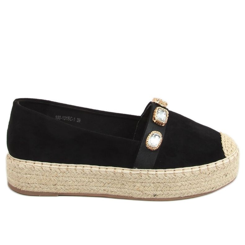 Espadrilky s kamínky černé 100-131-SC-1 černé černá
