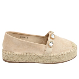 Espadrilky s kameny béžová 100-131-SC-1 béžová béžový
