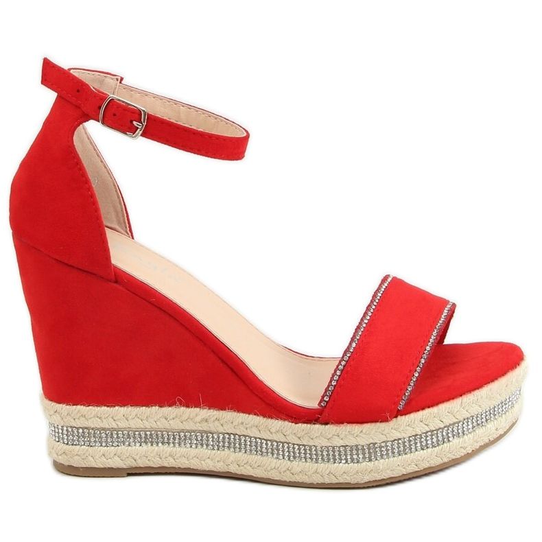 Červené klínové sandály LL6351 Red
