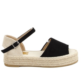 Černé espadrilky s otevřenou špičkou A663-ESP-1 Black béžový černá Černé espadrilky s otevřenou špičkou A663-ESP-1 Black béžový černá