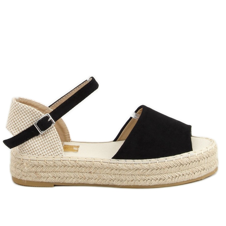 Černé espadrilky s otevřenou špičkou A663-ESP-1 Black béžový černá Černé espadrilky s otevřenou špičkou A663-ESP-1 Black béžový černá