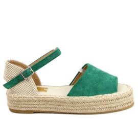 Zelené espadrilky s otevřenou špičkou A663-ESP-1 Green béžový zelený
