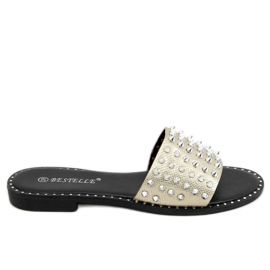 Zlato N101 Zlaté pantofle s cvočky zlatý Zlato N101 Zlaté pantofle s cvočky zlatý