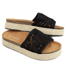 Černé prolamované espadrilky 20-349 černé černý