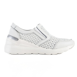 Goodin Bílé kožené nazouvací tenisky bílý