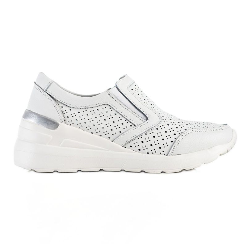 Goodin Bílé kožené nazouvací tenisky bílý