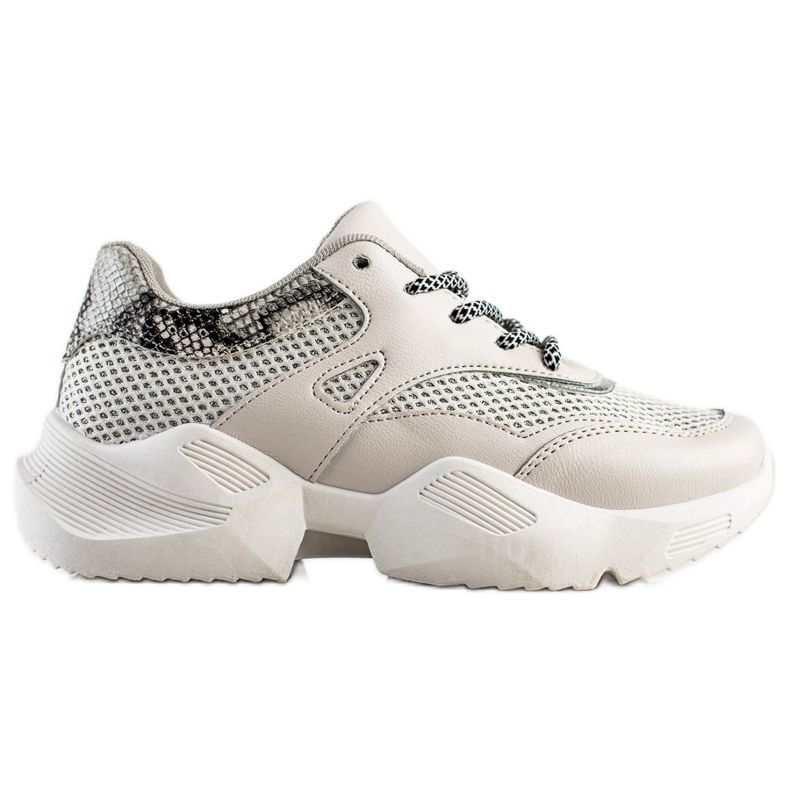 SHELOVET Šedé tenisky s potiskem hada béžový