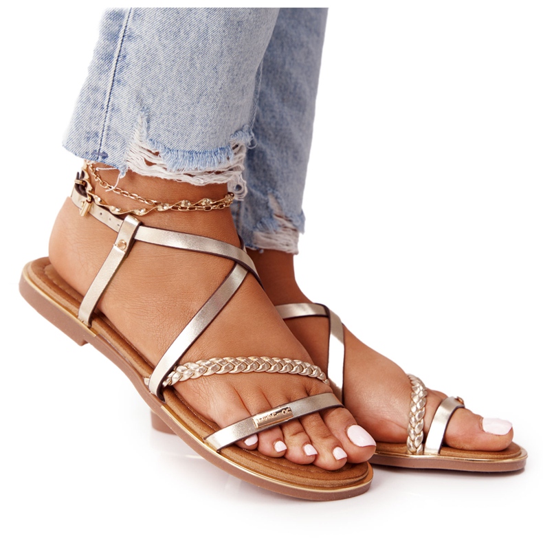 S.Barski Sandály s copem S. Bararski 152-1 Gold zlatý