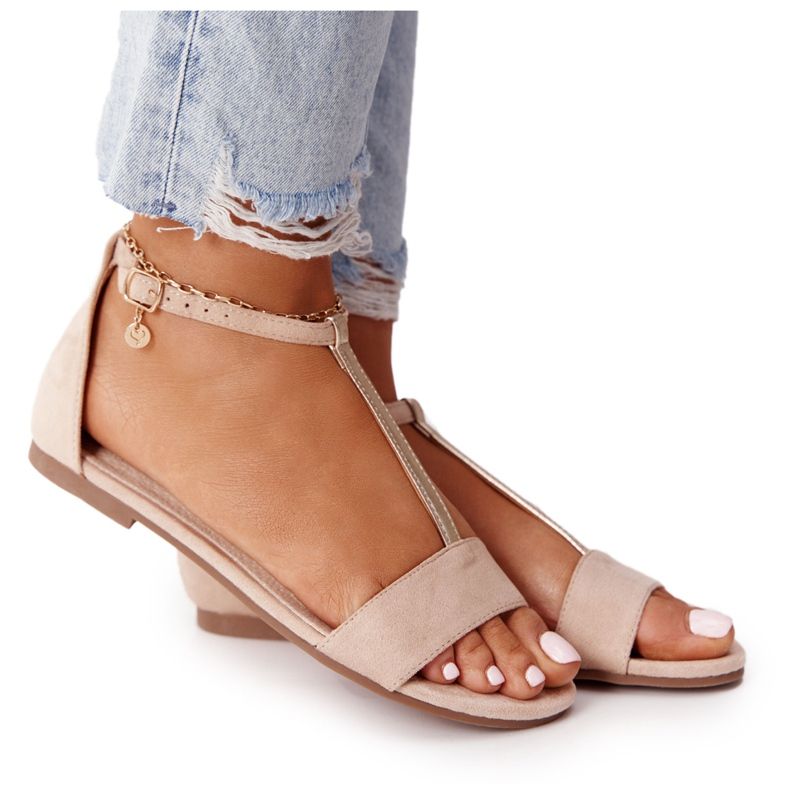 S.Barski Elegantní semišové sandály S. Bararski 541-7 Beige béžový