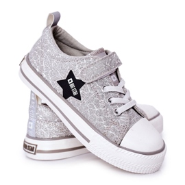 Dětské tenisky se suchým zipem Big Star HH374025 Silver stříbro