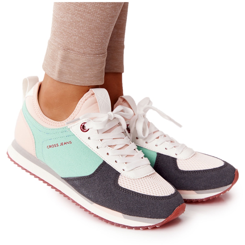 Cross Jeans Sportovní obuv Džíny s paměťovou pěnou HH2R4049C zeleno-růžová růžový zelená Cross Jeans Sportovní obuv Džíny s paměťovou pěnou HH2R4049C zeleno-růžová růžový zelená