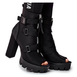 PS1 Dámské kotníkové boty s otevřenou špičkou, černé Gladios černá
