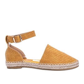 Hořčičné espadrilky s motivem hadí kůže žluť
