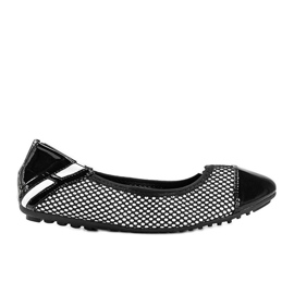 Černě lakované balerínky Debbie bílý černý