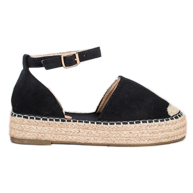 SHELOVET Espadrilky se sponou černá SHELOVET Espadrilky se sponou černá