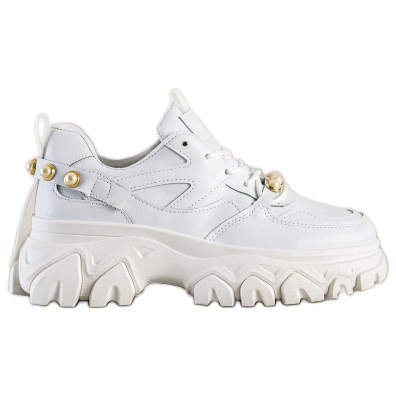 SHELOVET Bílé tenisky s perlami bílý