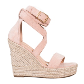 SHELOVET Espadrilové sandály se sponou růžový SHELOVET Espadrilové sandály se sponou růžový