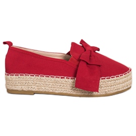 SHELOVET Červené espadrilky s mašlí červený