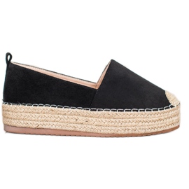 SHELOVET Semišové espadrilky na platformě černá