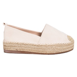SHELOVET Semišové espadrilky na platformě béžový