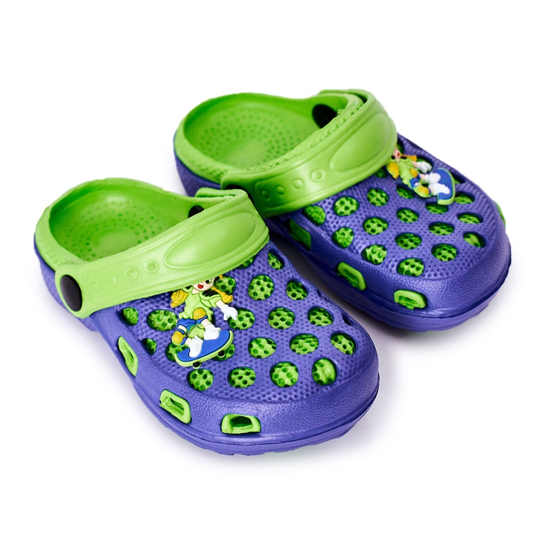 Dětské pěnové pantofle Crocs Navy Blue-Green Jupiter námořnická modrá zelená