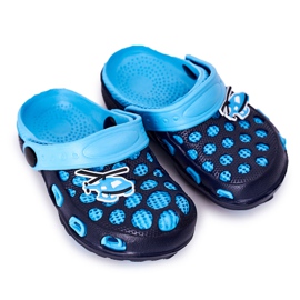 Dětské pěnové pantofle Crocs Navy Blue Jupiter námořnická modř modrý