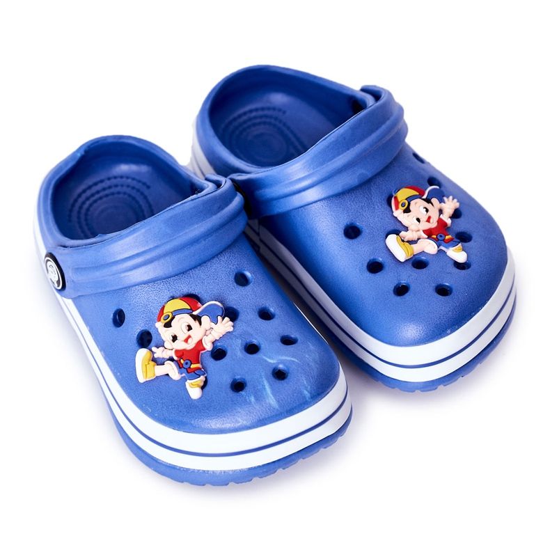 Dětské pěnové pantofle Crocs Blue Lazy Day modrý Dětské pěnové pantofle Crocs Blue Lazy Day modrý