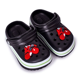 Dětské pěnové pantofle Kroks Black Lazy Day černý vícebarevný