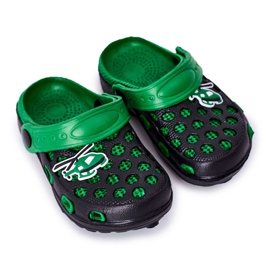 Dětské pěnové pantofle Kroks Black and Green Jupiter černý zelený