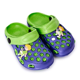 Dětské pěnové pantofle Crocs Navy Blue-Green Jupiter námořnická modř zelený