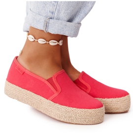 Espadrilky na pletené platformě Big Star FF274149 červená červený