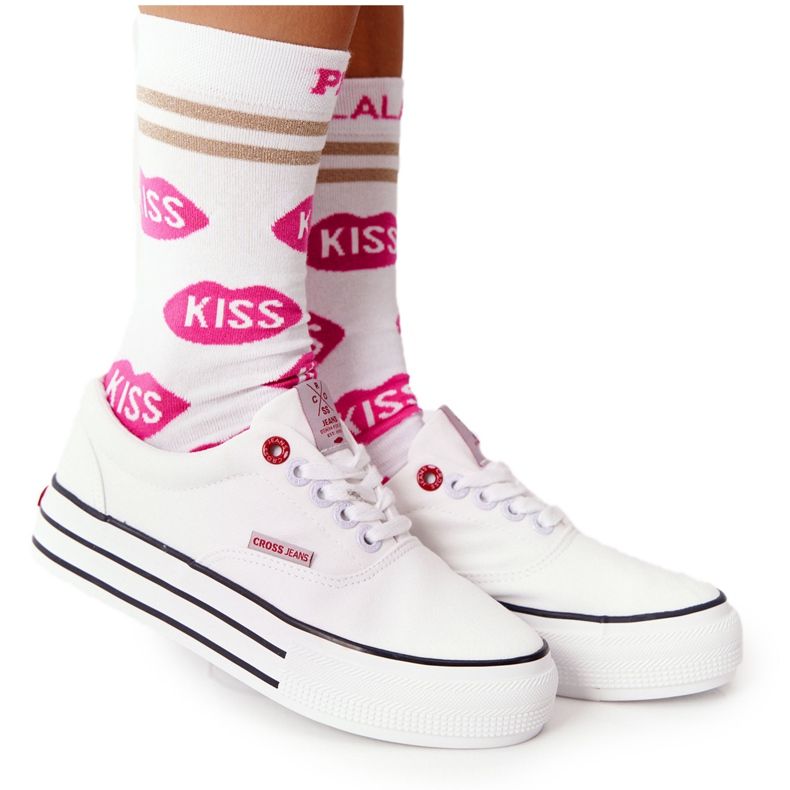 Dámské tenisky na platformě Cross Jeans FF2R4001C bílé bílý Dámské tenisky na platformě Cross Jeans FF2R4001C bílé bílý