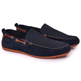 Semišové mokasíny pro volný čas GOE HH1N4019 Navy Blue hnědý námořnická modř