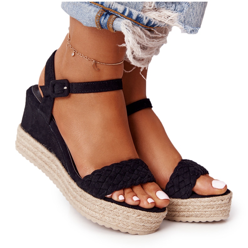 PS1 Černé baleárské klínové sandály černá PS1 Černé baleárské klínové sandály černá