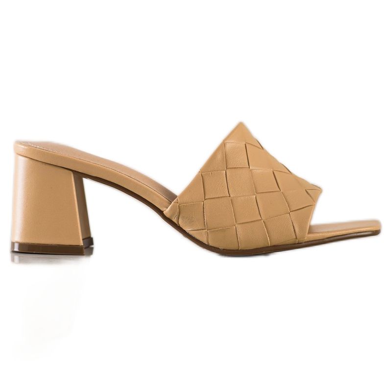 SHELOVET Prošívané béžové žabky béžový