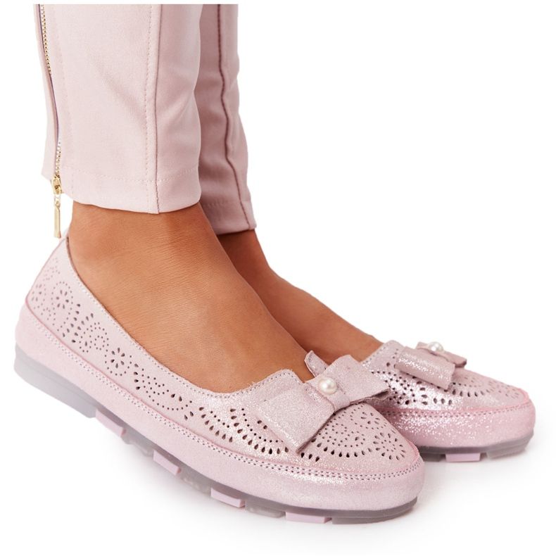 Rio Flore Leather Eco-Friendly Ballerinas Pink růžový