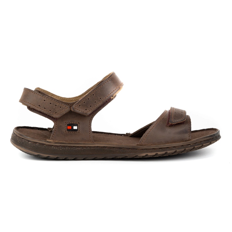 KOMODO Hnědé pánské kožené sandály 881K hnědý