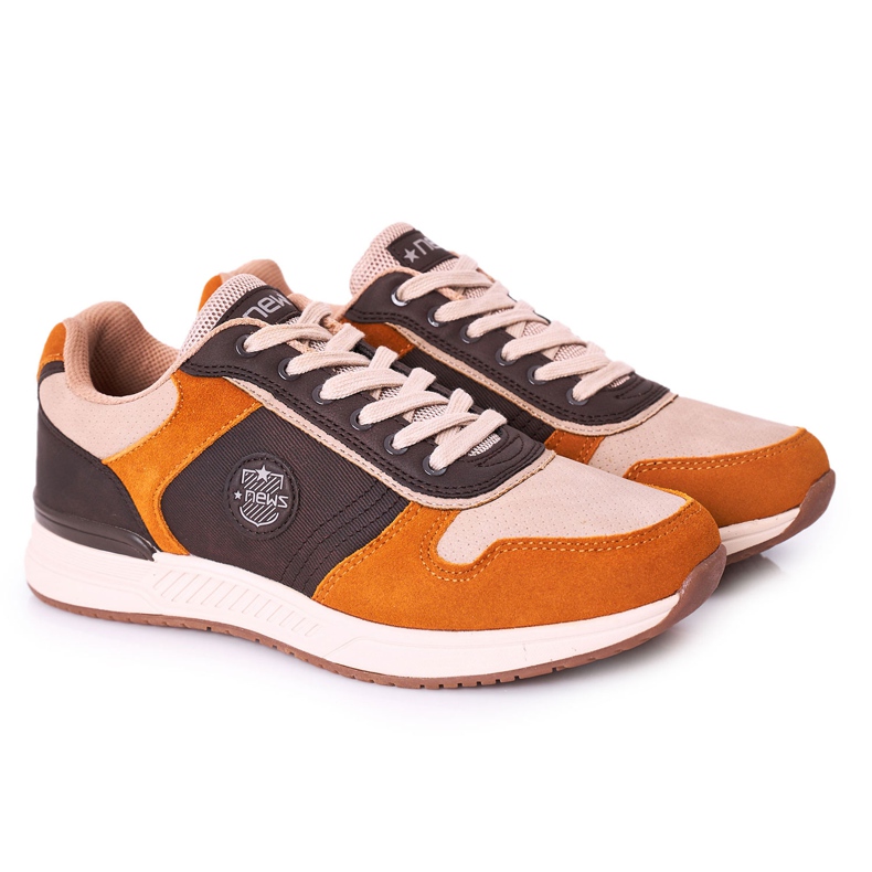 NEWS Pánská sportovní obuv Tenisky žluto-hnědé Harold hnědý vícebarevný