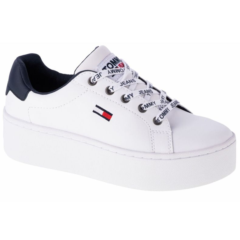 Tommy Hilfiger Iconic Leather Flatform boty v EN0EN01113-YBR bílý námořnická modrá