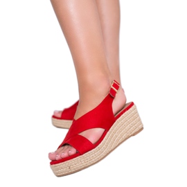 Červené espadrilky na klínku Marina červený