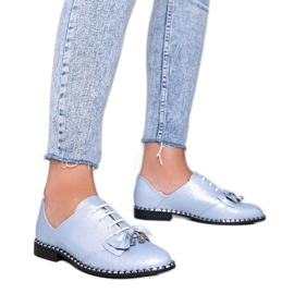 Modré lesklé boty s mašlí Lost Stars modrý