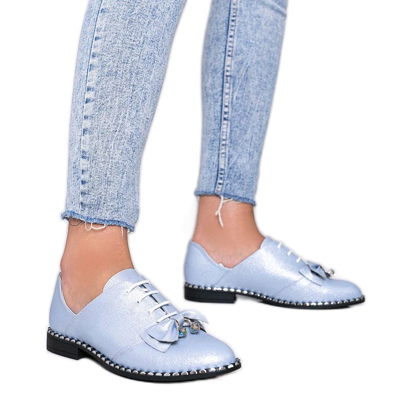 Modré lesklé boty s mašlí Lost Stars modrý