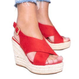 Červené espadrilky na klínové patě Summer Dream červený