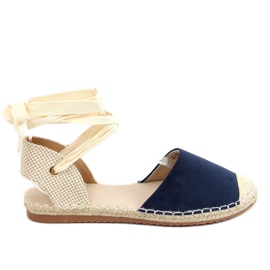 Espadrilky svázané s kotníky, tmavě modrá H-107 modrá béžový námořnická modř