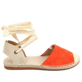 Oranžové espadrilky H-107 s kotníky béžový pomerančový