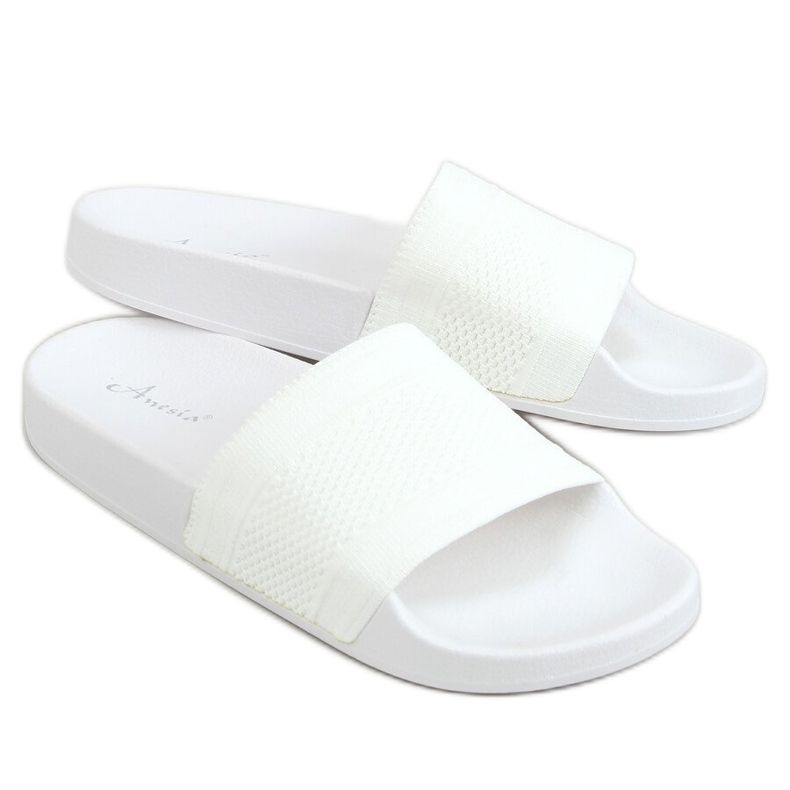 Bílé pletené pantofle MU-5 White bílý Bílé pletené pantofle MU-5 White bílý