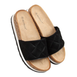 Černé korkové pantofle LS017 Black černý