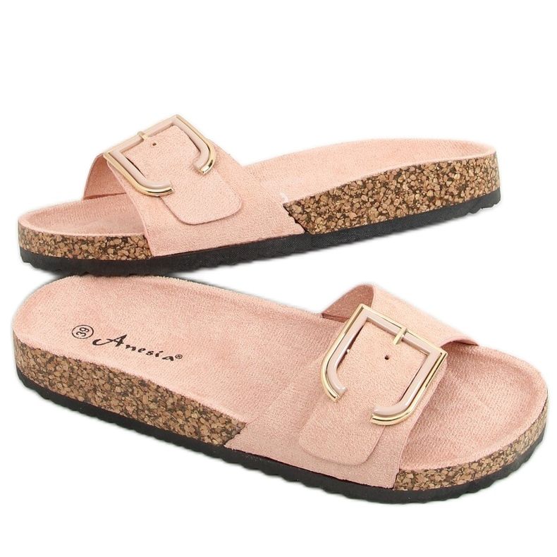 Růžové korkové pantofle N-111 Pink růžový