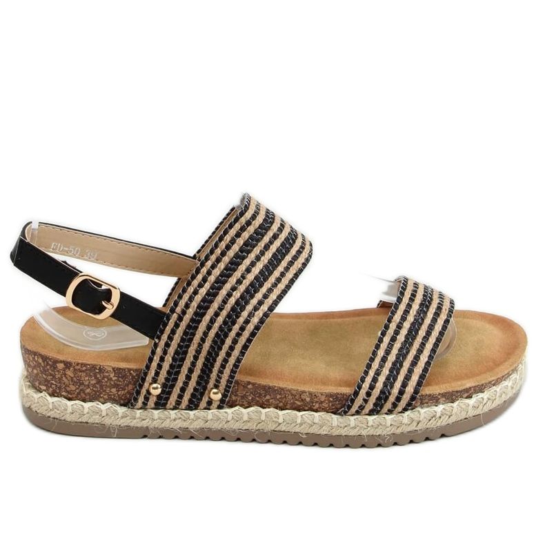 Sandály černé espadrilky FD-50 Black béžový černá